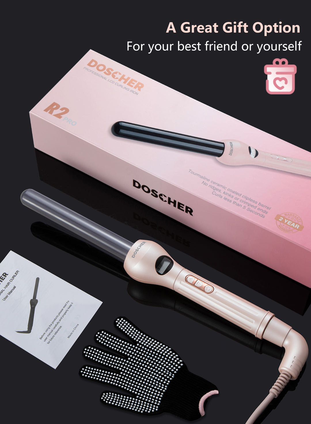 مكواة تجعيد سيراميك بدون مشبك دوسشر - R2Pro-19mm