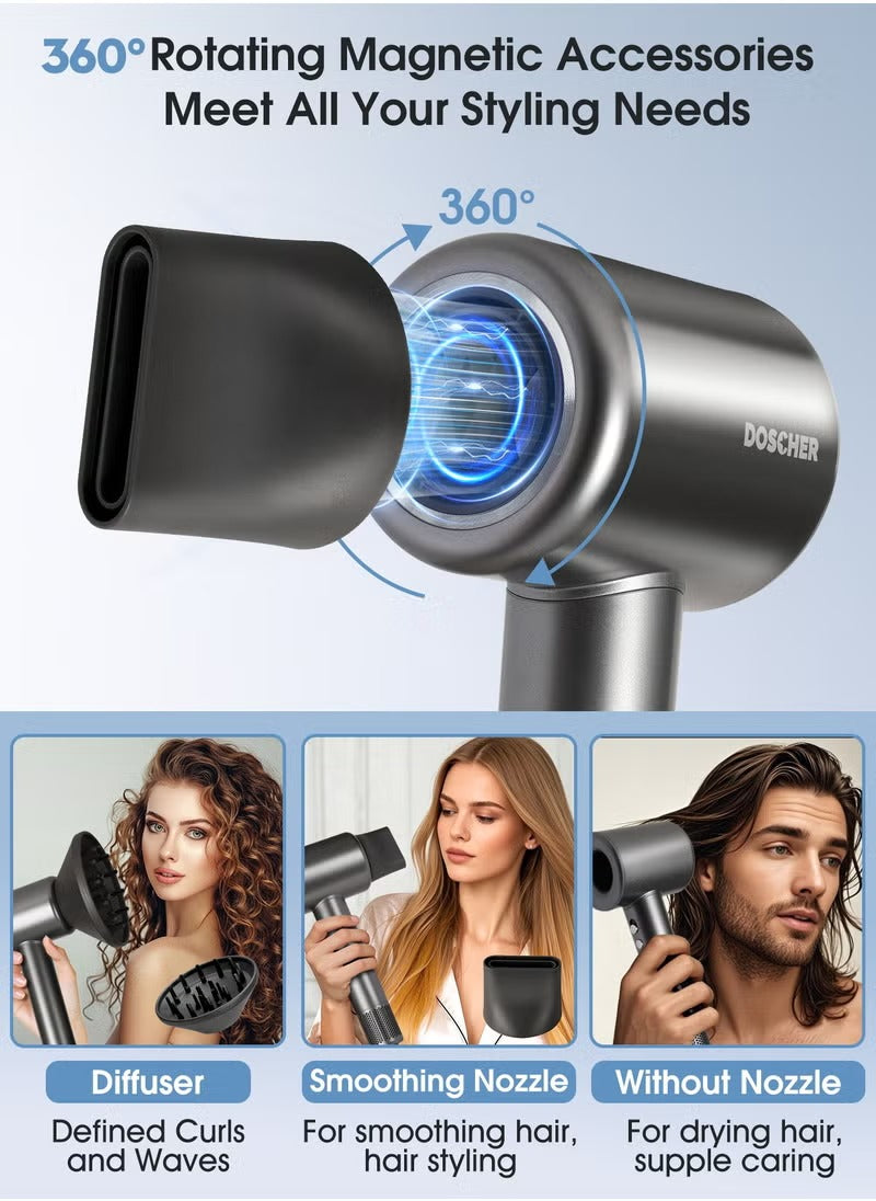 مجفف شعر دوسشر LED مع تنظيف ذاتي وناشر