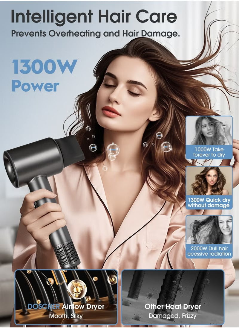 مجفف شعر دوسشر LED مع تنظيف ذاتي وناشر