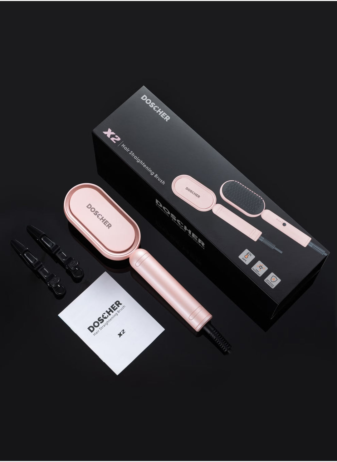 Doscher Hair Straightener Brush - KR-X2-Pink